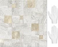 Vista 7 de STICKGOO - Salpicadero adhesivo para cocina, azulejo de salpicadero de PVC con mezcla de metal para cocina, despegar y pegar (10 láminas, gris)