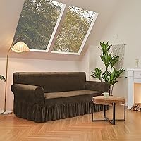 Vista 6 de NICEEC Funda de Sofá Súper Suave de 1 Pieza Marrón Funda Deslizable para Sofás Elástica Universal de Spandex Fundas de Sofá para Sala de Estar Fácil