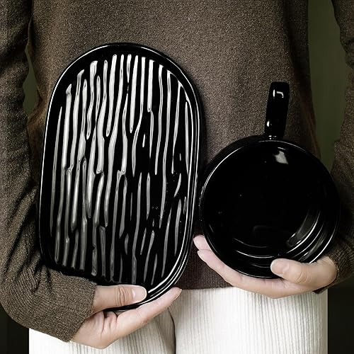 Miniatura 6 de Wareland Combo de platos de sopa y sándwich de cerámica cuencos de sopa de 16 onzas con asas y platos de pan ovalados de 985 pulgadas juego de sopa