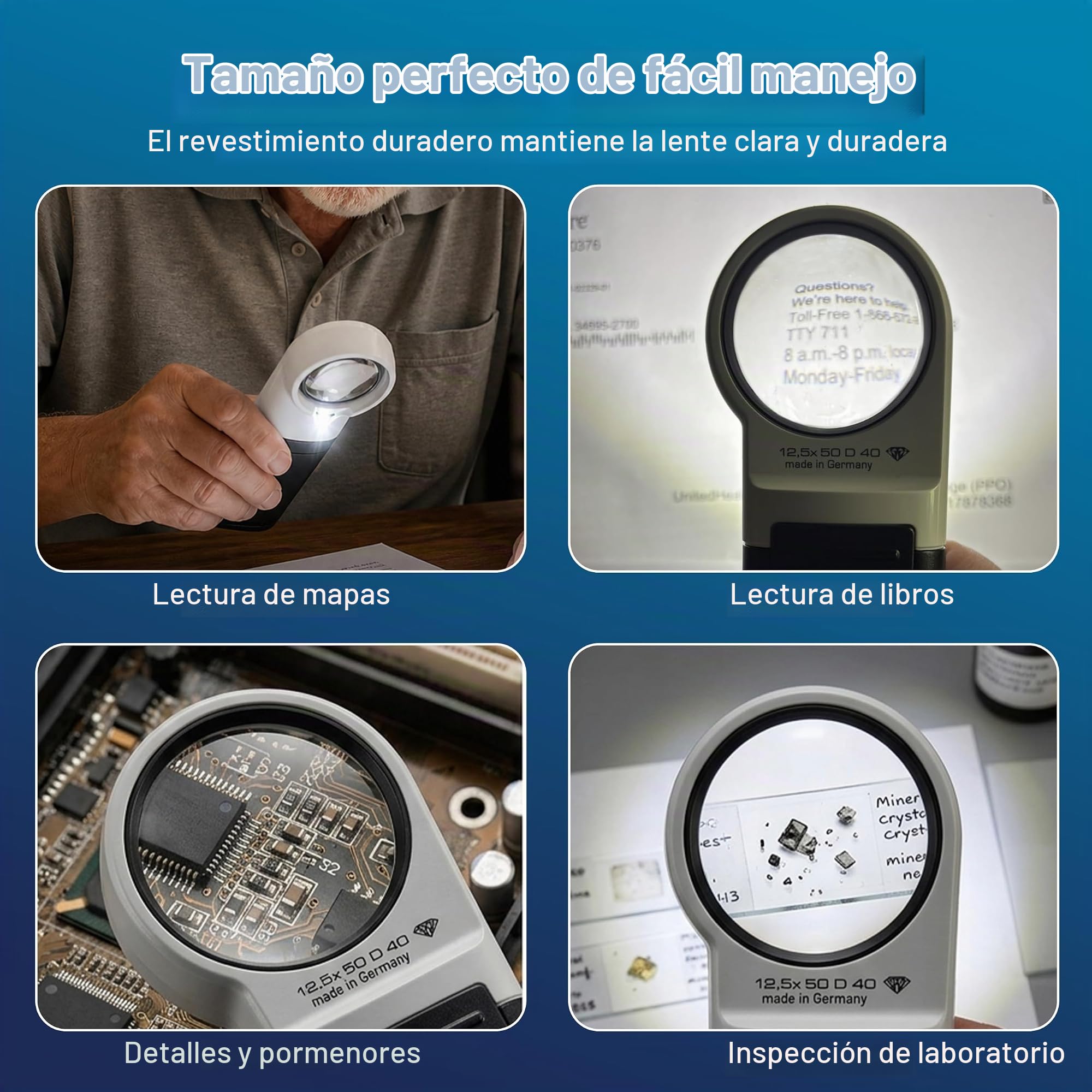 Eschenbach Optik MobiluxLED - Lupa de Mano con iluminación LED (12,5 x 35 mm)