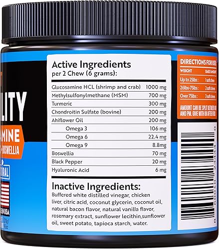 Miniatura 8 de Glucosamina para perros  1000 mg  Suplemento para articulaciones de perros mayores  Masticables avanzados de apoyo para la cadera y las