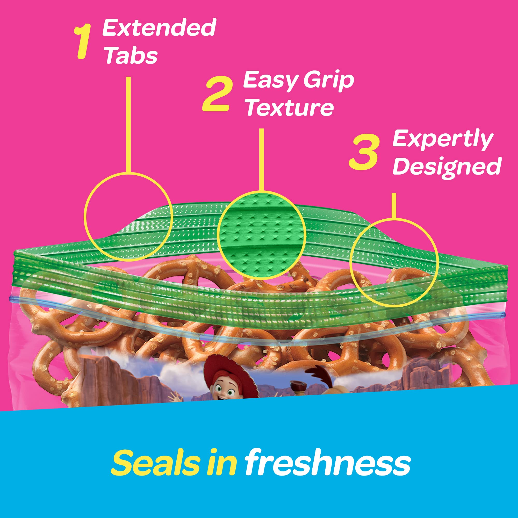 Ziploc Snack Bags for On the Go Freshness, Grip 'n Seal Technology for