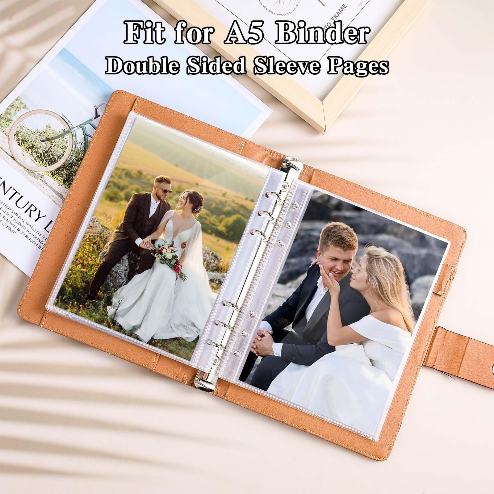 6-ring Binder Sleeves 30-Pack 5x7" Clear Page Protectors For A5 Binder -  6-Ring Top Loading Sleeves For Photos, Cards, Postcards Photo Storage  Sleeves