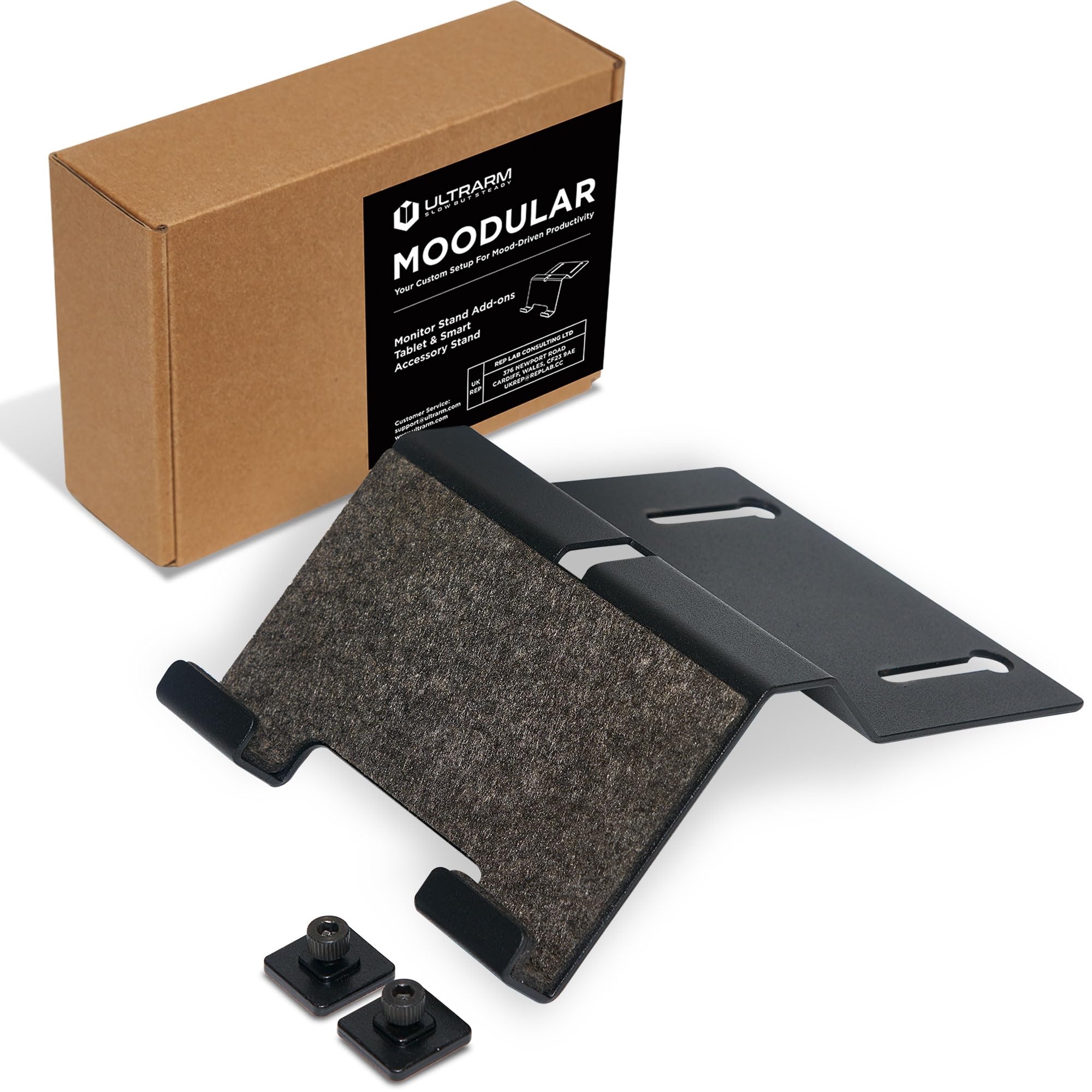 ULTRARM Moodular Wooden Monitor Stand Add-ons Tablet / Smart Accessory Mount [Accessory Only - Requires Moodular Wooden Monitor Stand Slide Rails for Use] Black MSA-TS