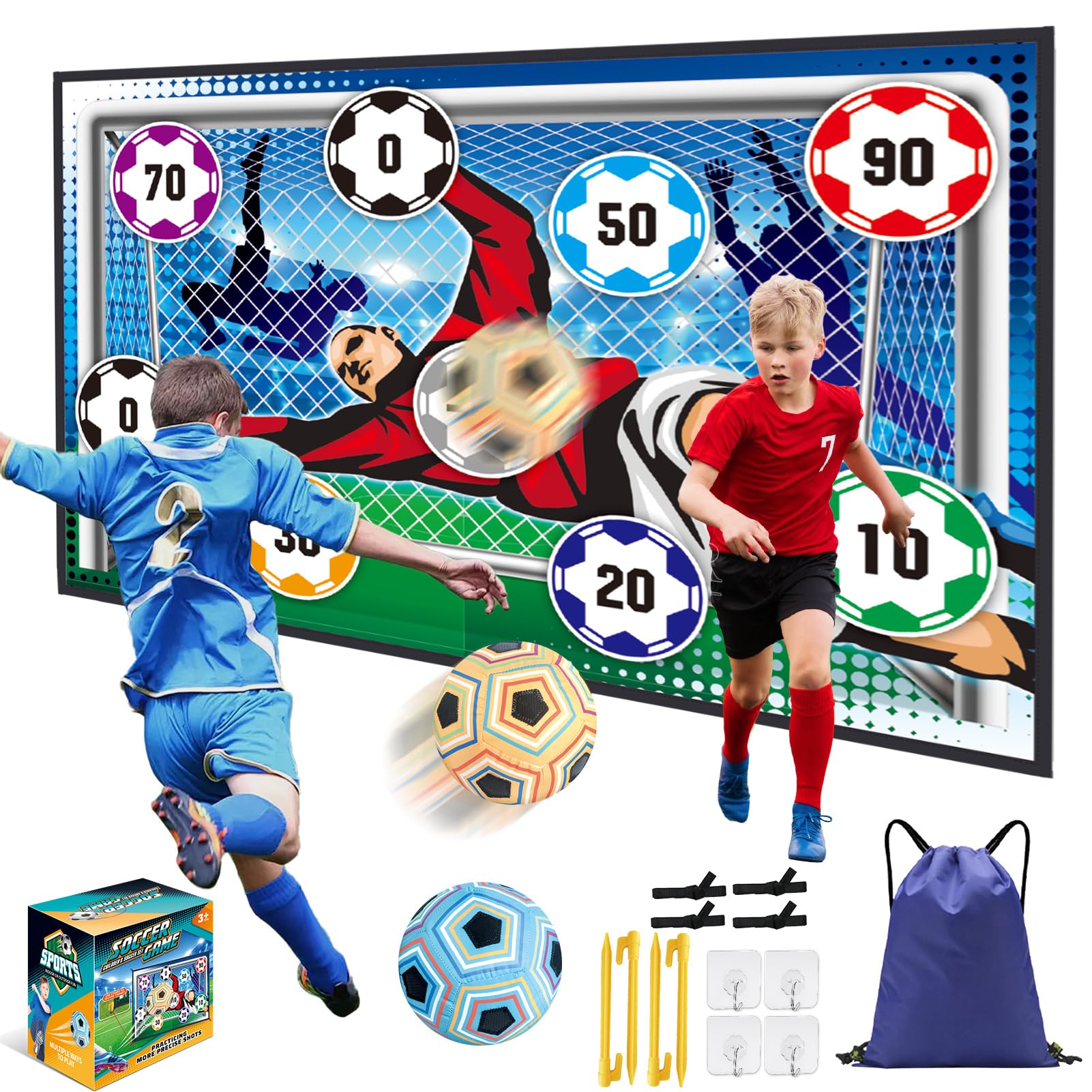 Set de Fútbol para Niños de 3 4 5 6 7 8 Años, Porterías Plegables de Franela con Pelotas de Velcro, Juego para Interior y Exterior, Regalo Ideal para Pequeños Futbolistas.