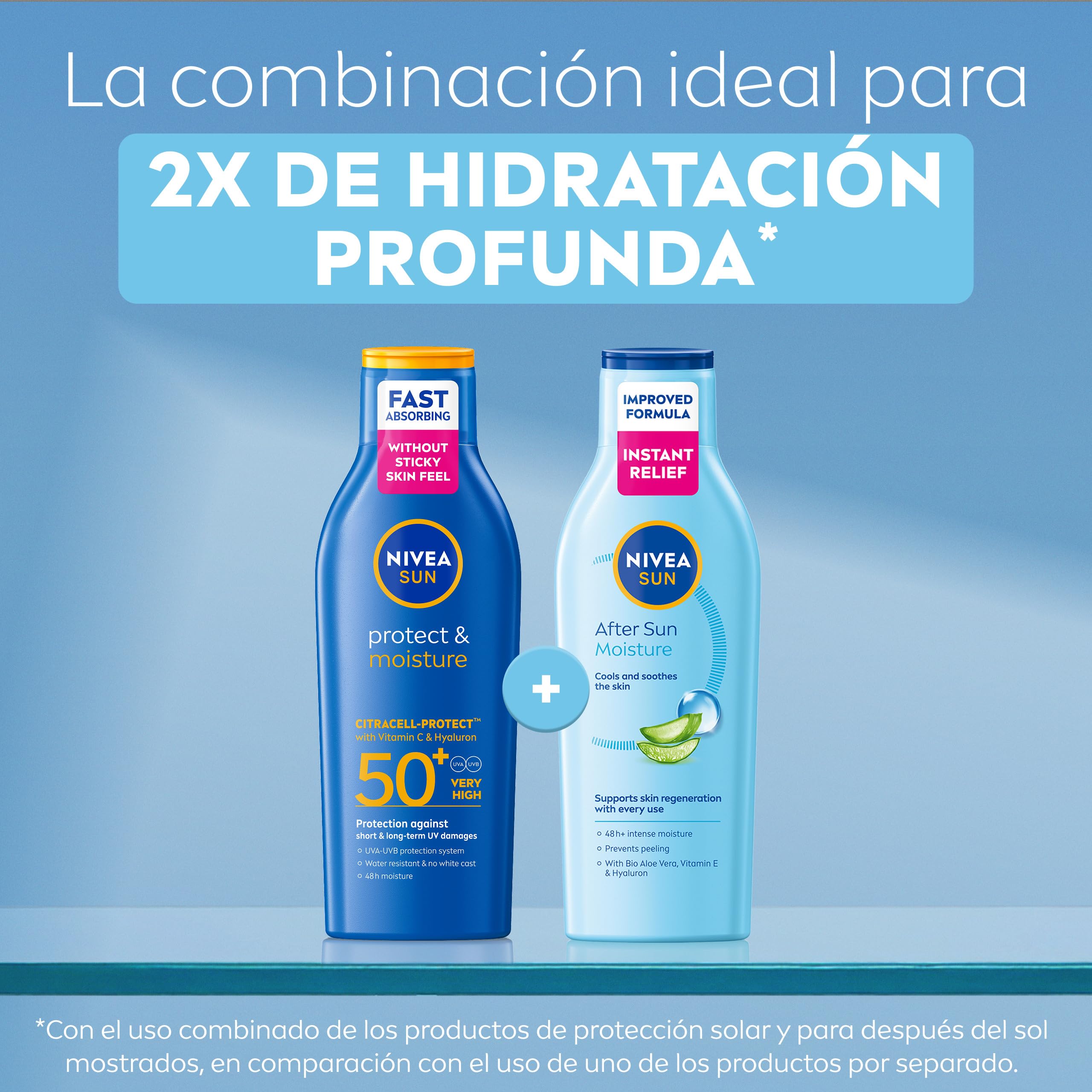 NIVEA SUN After Sun Loción Corporal Hidratante y Calmante 48h 400 ml Aloe Vera Bio Vitamina E Ácido Hialurónico
