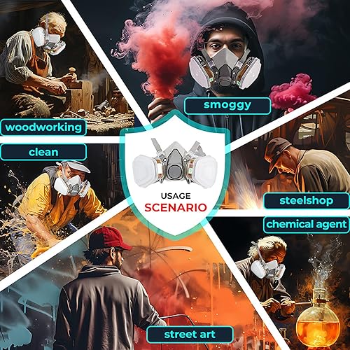 Miniatura 6 de Gas Respirator Mask With 6001 Filters, Gas Masks Survival Nuclear and Chemical for Painting, Dust, Organic Vapors