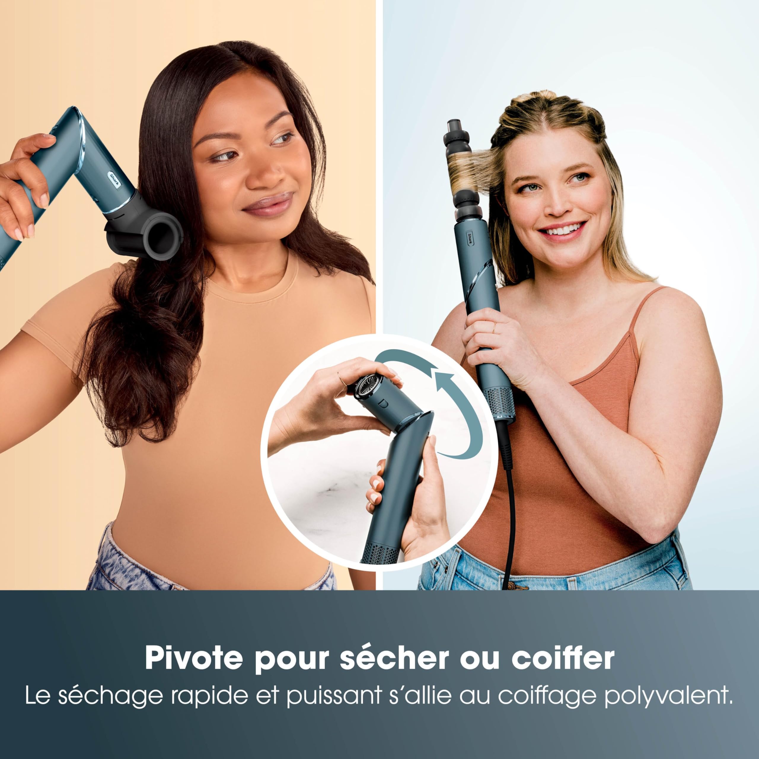 Shark FlexStyle – Bleu sarcelle. Boucleurs à Air, Embout de finition Anti-Frisottis, Brosse Ovale, Concentrateur, Pinces, Pochette de Rangement, aucun dommage thermique HD456TLEU