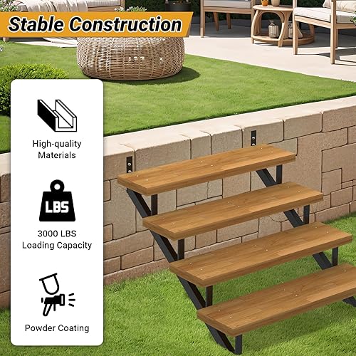 Vista 10 de Paquete de 2 elevadores de escalera de acero, 1 escalón para escalones al aire libre