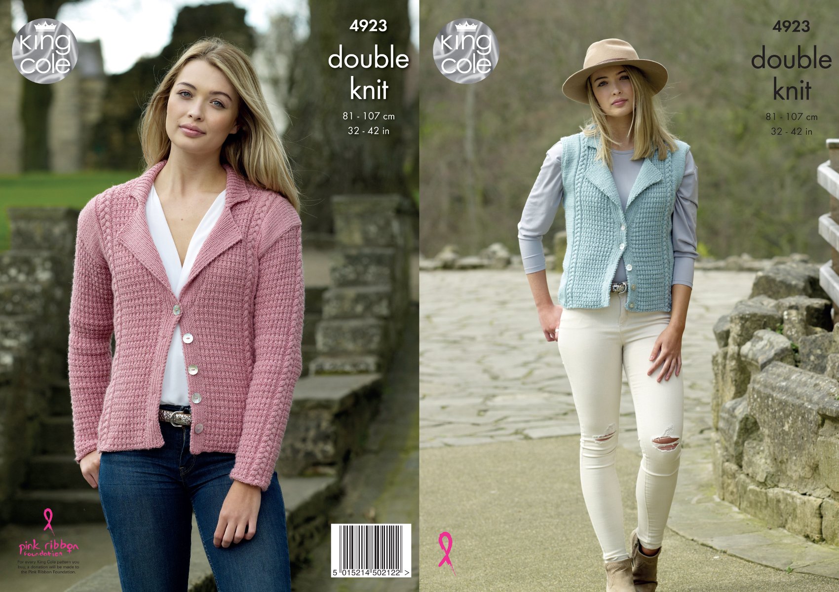 King Cole Ladies Double Knitting Pattern Womens Cabled Cardigan & Waistcoat (4923)