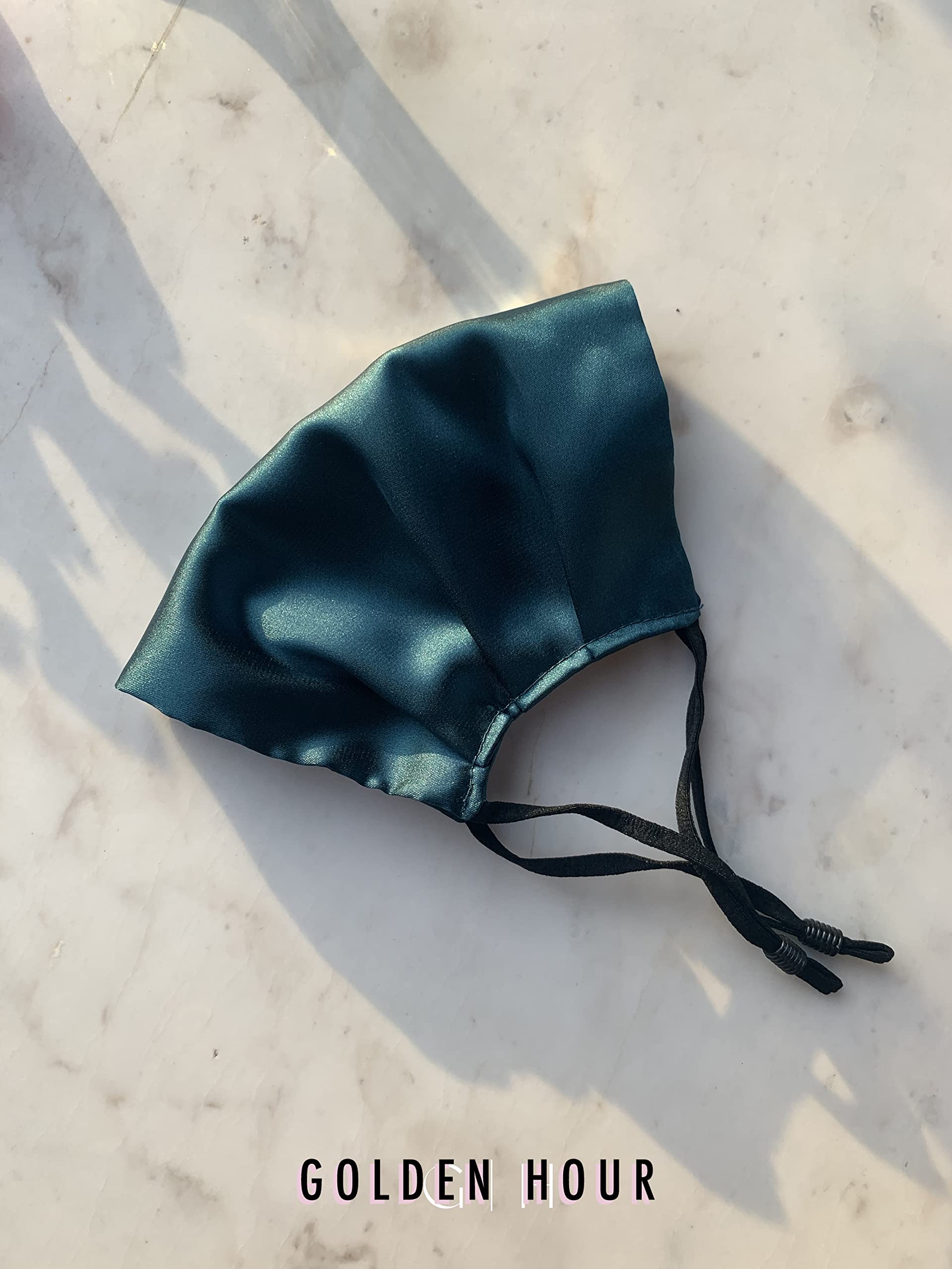 GOLDEN HOUR Silk Satin Mask, Teal - Image 2