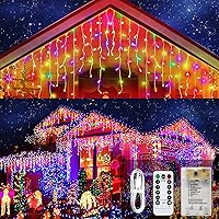 Vista 8 de Luces de Carámbano 90 LED de 10 pies, Luces de Cortina Cortas con Control Remoto de 8 Modos, Alimentadas por USB y Batería - Luces de Hadas