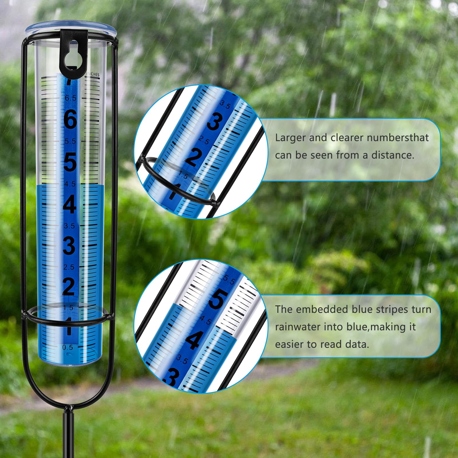 Pluviometro Da Giardino In Vetro 17cm Con Picchetto - Misuratore Pioggia Per Esterno Con Scala - Foto 12