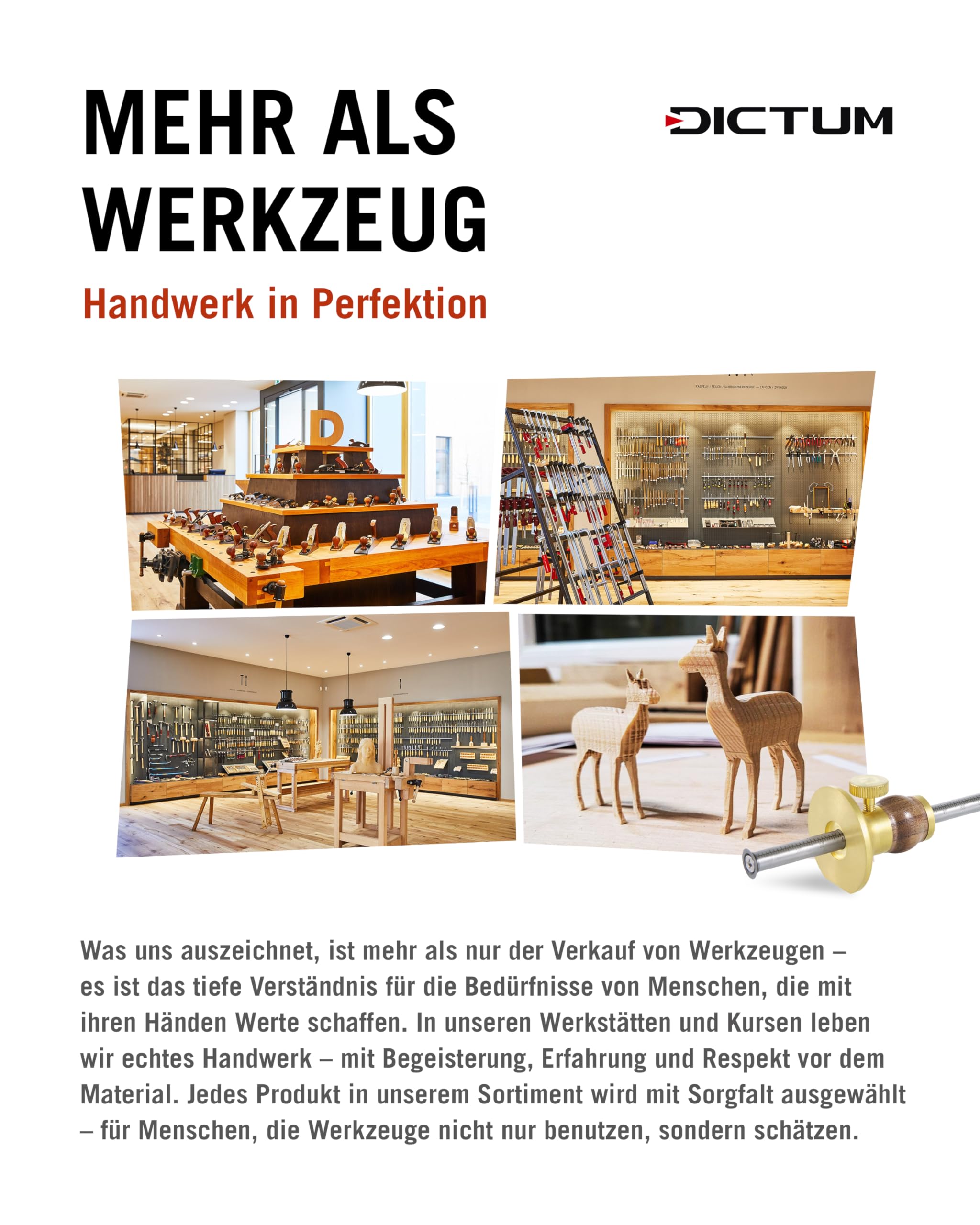 DICTUM Streichmaß Holz – Präzises Streichmass mit Metallschaft & Rundmesser | Anreißwerkzeug für Holz mit Skala, Messinganschlag & ergonomischem Griff