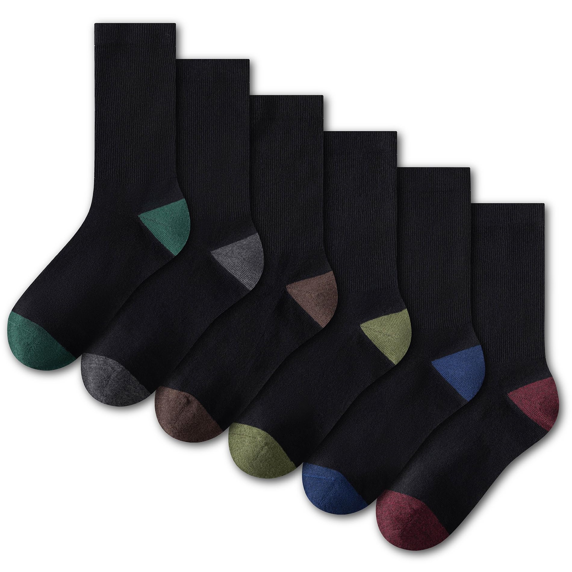 The Essentials Wardrobe 6PK Mens Diabetic Socks - UK 6-11/EU 39-45 - Black - Contrast H&T