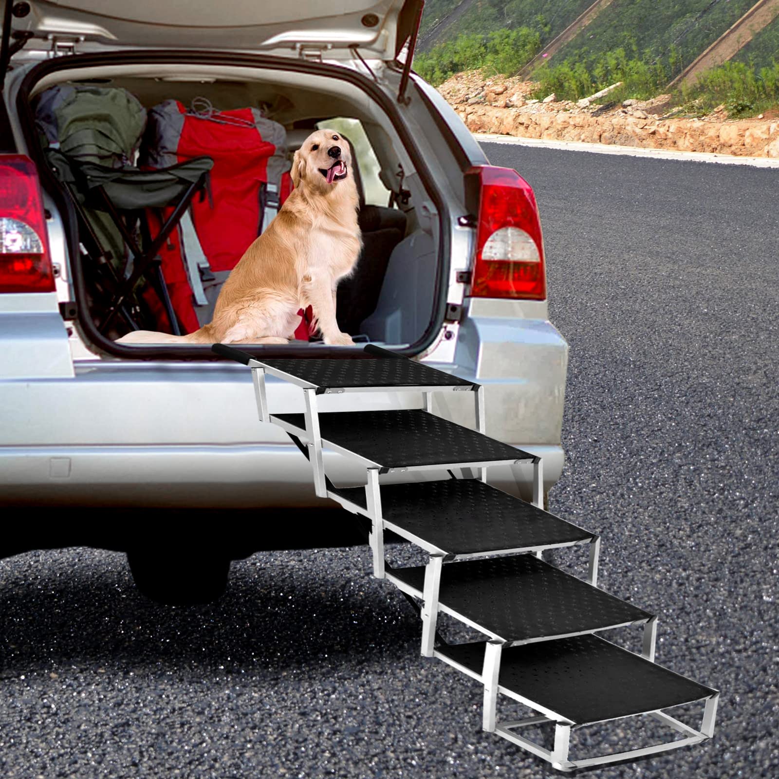 Joyrally Upgraded Dog Car Stair for Large Dogs,Lightweight Aluminum