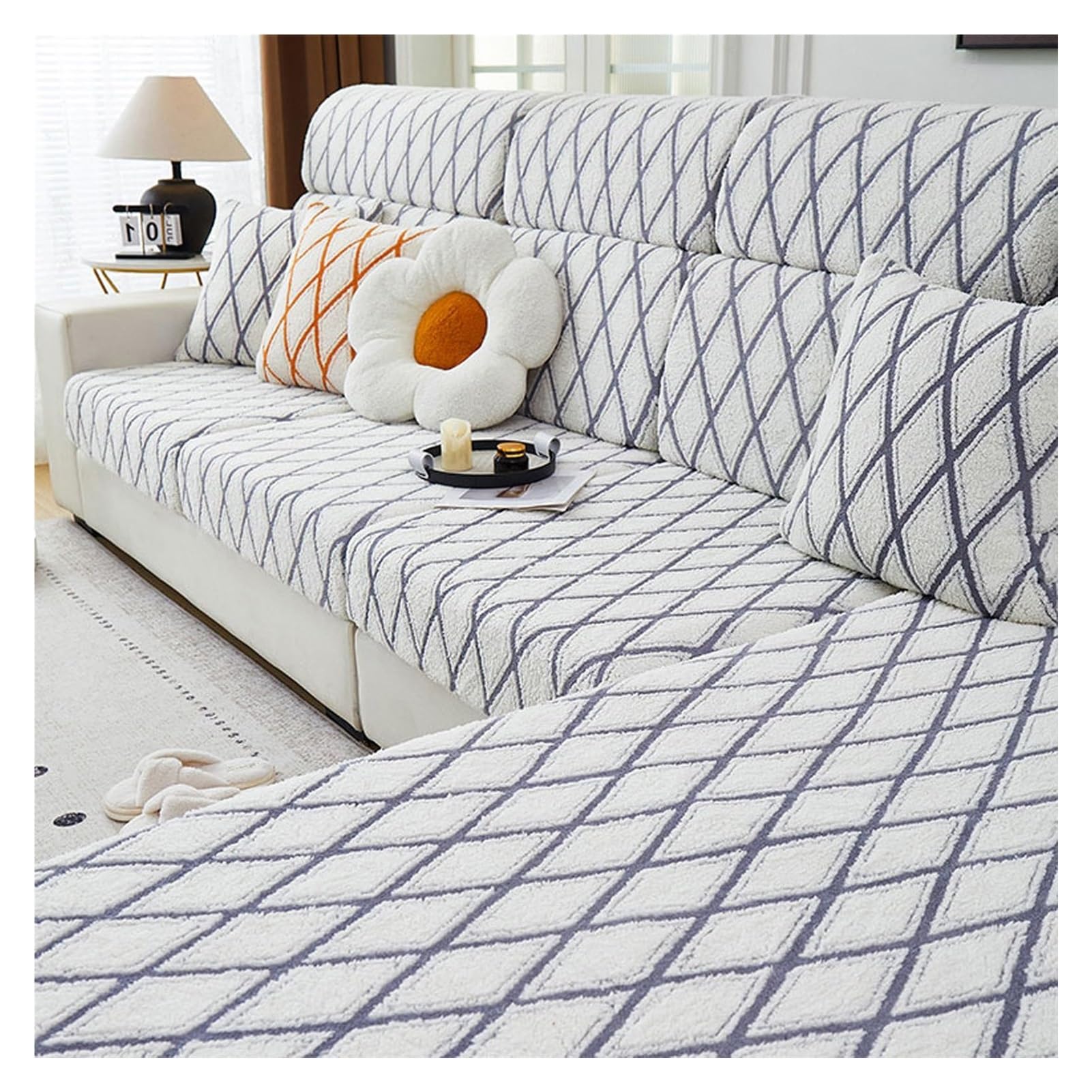 Housses de canapé universelles extensibles en velours 1 place pour coussin