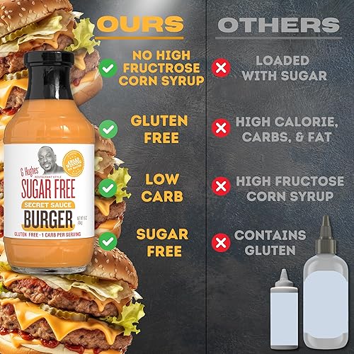 Miniatura 6 de G Hughes Salsa Burger Secret sin azúcar, salsa de hamburguesa sin azúcar, salsa especial para hamburguesas, salsa de hamburguesa sin gluten, salsa
