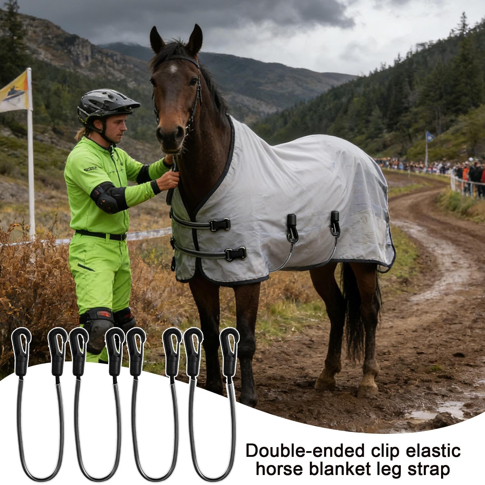 Reemplazo De Correas Para Manta De Caballo: 4 Piezas De Bandas Elásticas Ajustables, Correas Elásticas Para Piernas De 21,26 Pulgadas Con Clips De Doble Extremo | Para Manta De Caballo, Alfombra