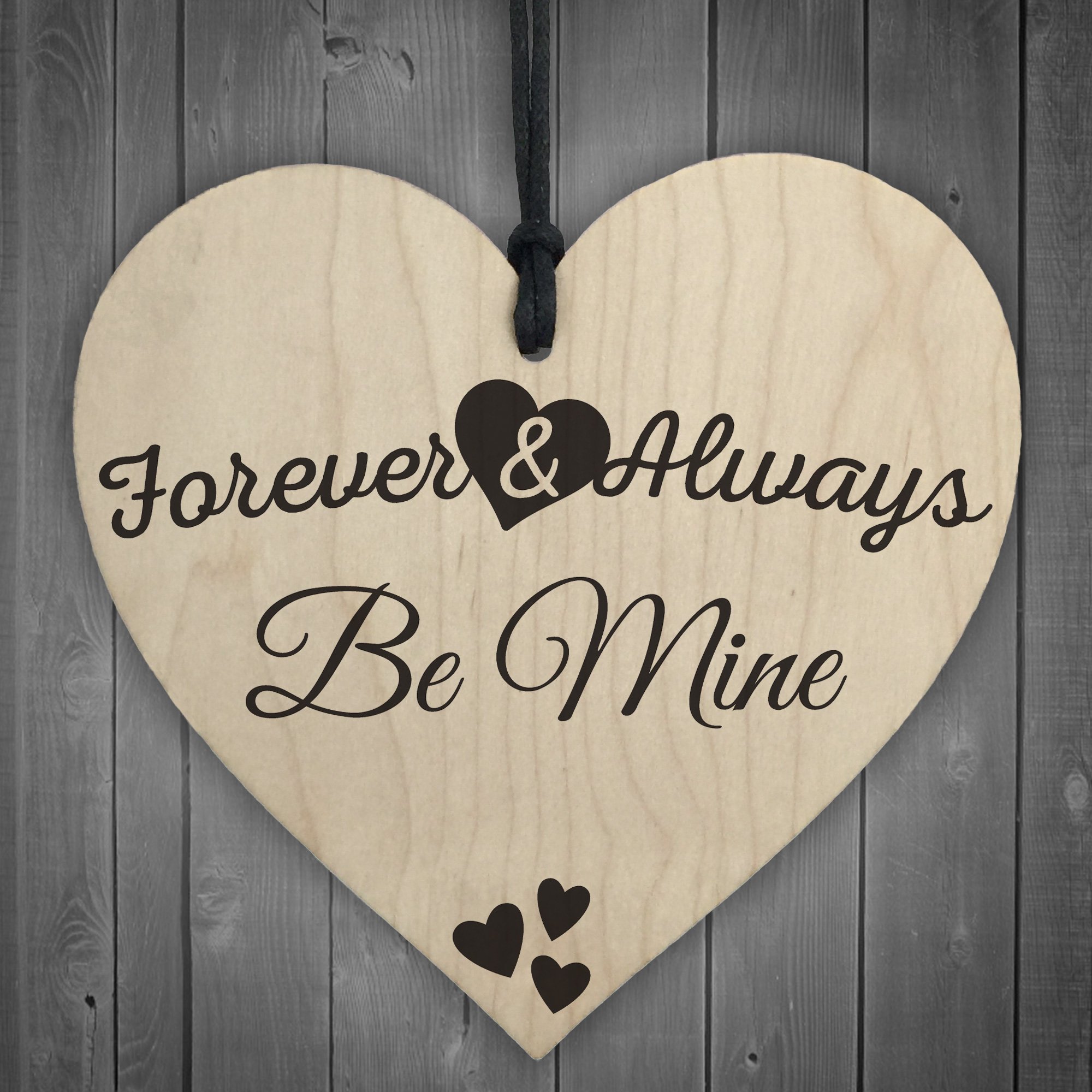 Red Ocean Forever & Always Be Mine Wooden Hanging Heart Plaque Love Valentines Anniversary Sign