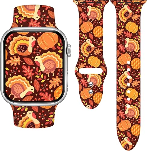 Vista 89 de Holidays Watch Band Compatible with Apple Watch Series 11 10 9 8 7 6 5 4 3 Ultra SE for Women Men, Soft Silicone Pumpkin Strap Replacement for