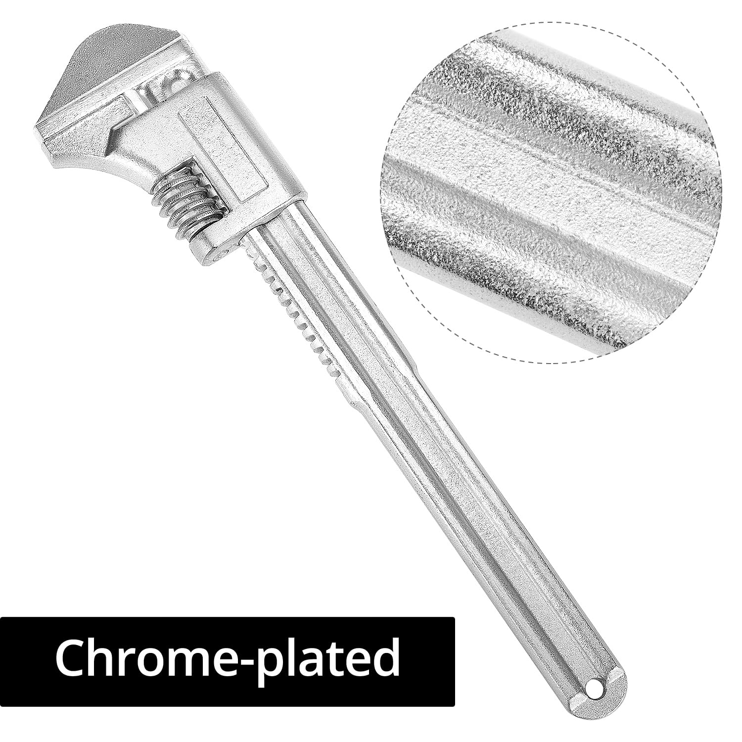 QWORK Clé à molette 38,1 cm – Outil chromé réglable pour plomberie, tuyau, maison, réparation automobile
