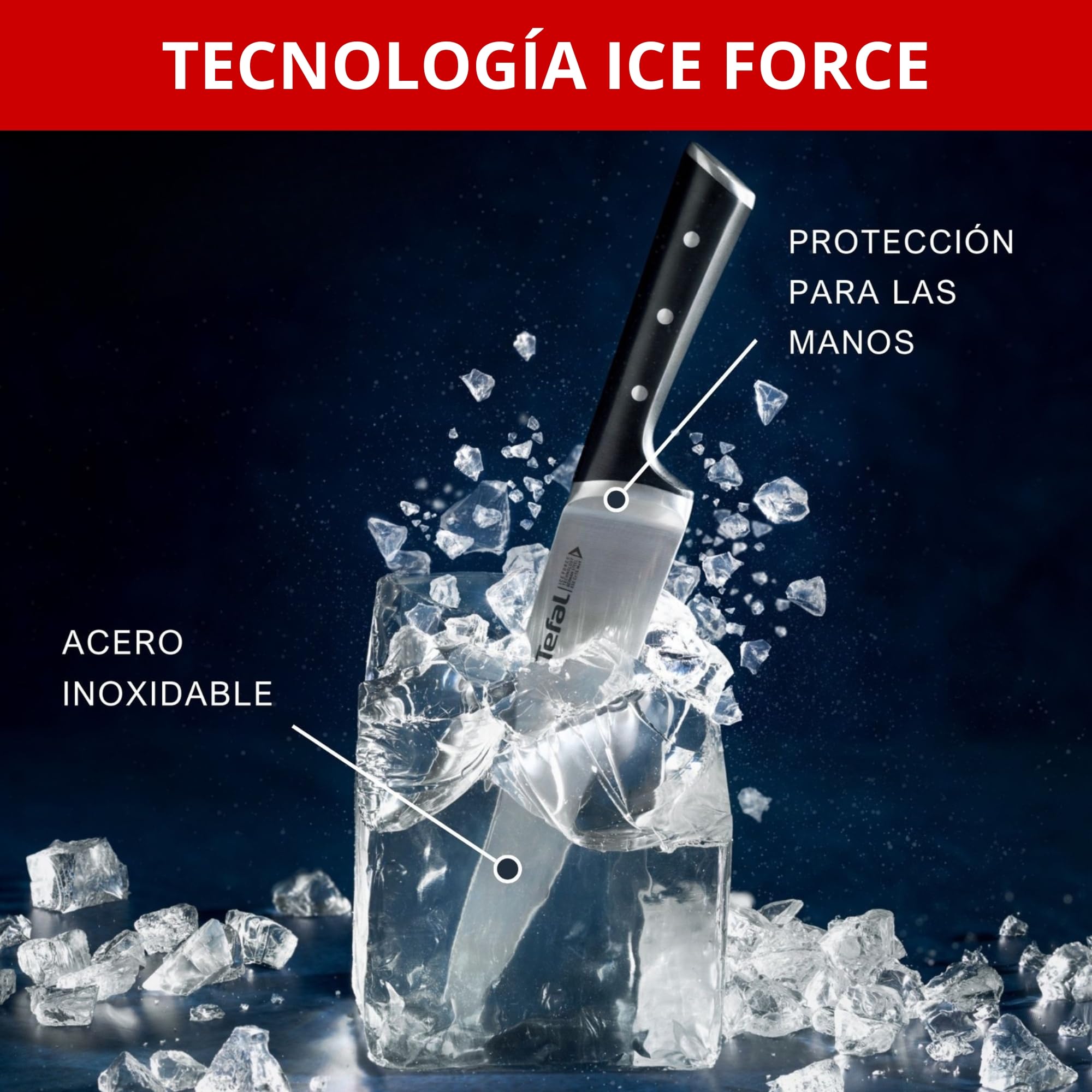 Tefal Ice Force – Cuchillo Universal 11 cm | Acero Inoxidable Alemán, Tecnología Ice Force -120°C, Corte Preciso, Mango Remachado, Resistente a la Corrosión y Lavavajillas