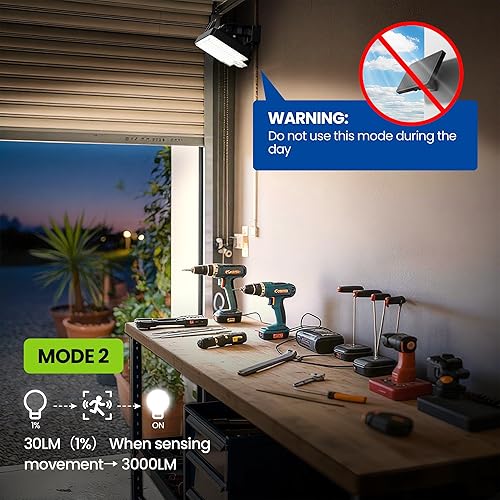 Miniatura 4 de Reflectores solares para exteriores, 294 luces LED con sensor de movimiento, IP67 impermeable, luz de inundación solar para exteriores, ángulo de