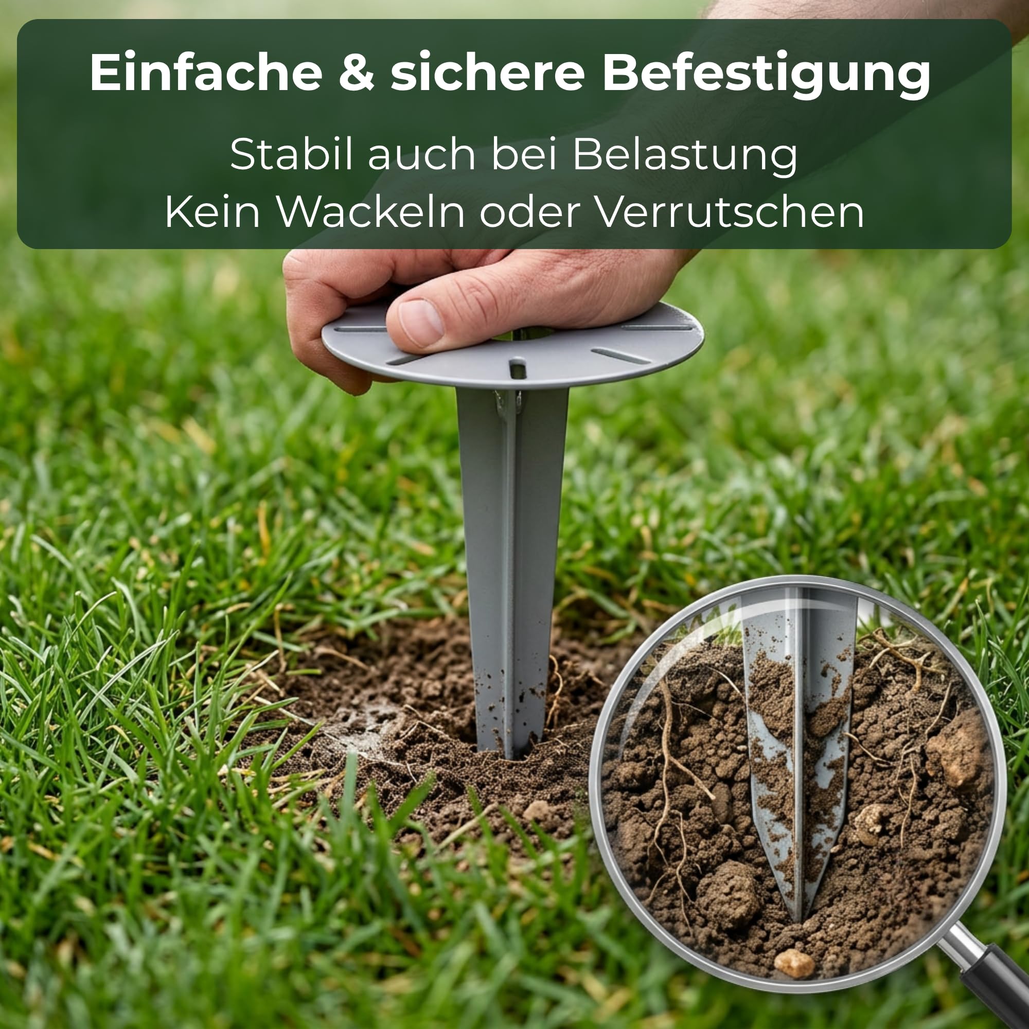 Novatool 4 x Gartenspies Ø 18,5 x H 30,5 cm verzinkt I Bodenanker für Lampen Bodenhülse Erdanker I Gartenspiess Sonnenschirm Gartenzubehör Steckdosensäulen I Erdnagel Erdbefestigung Stahl