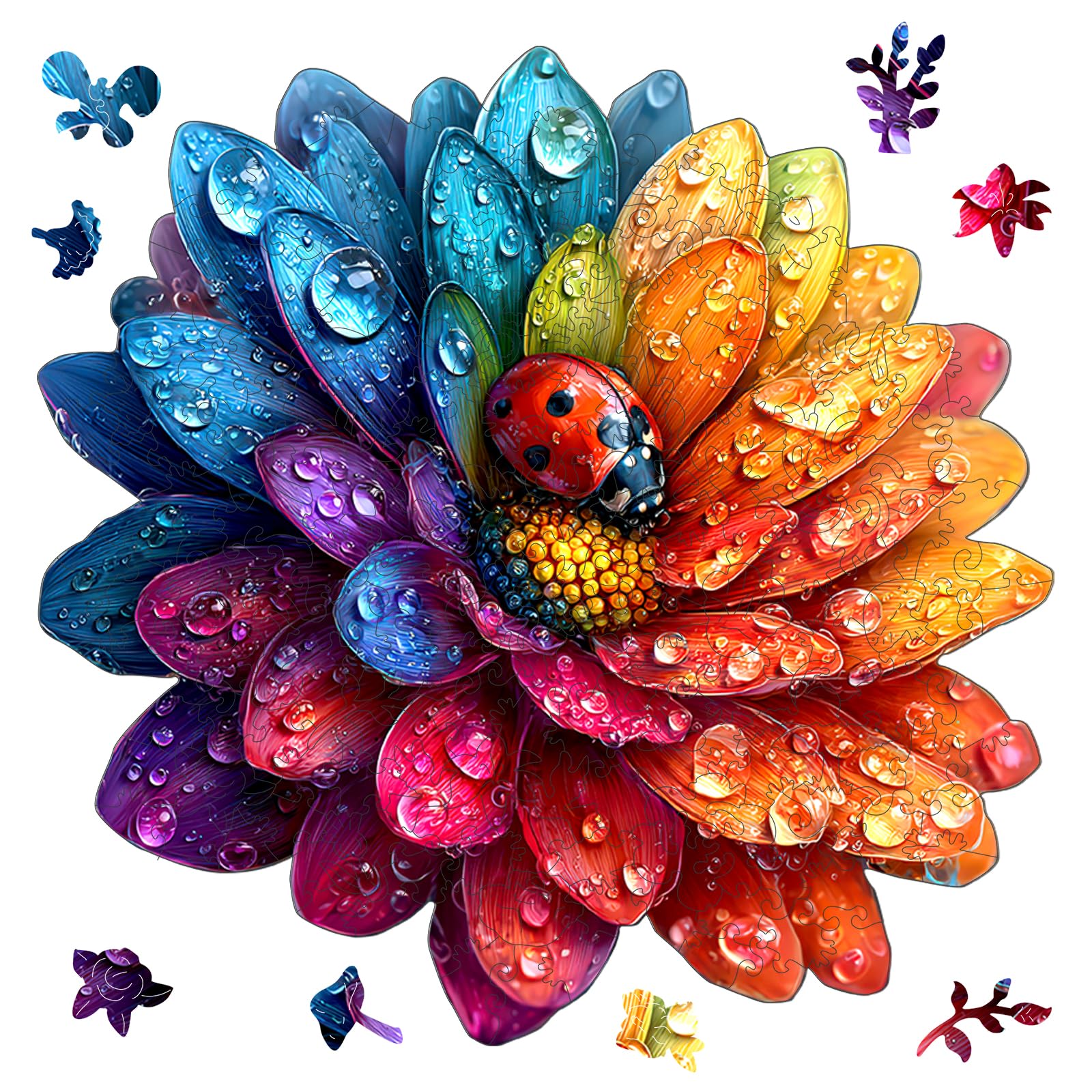 Wooden Puzzles, Insect Flower Jigsaw Puzzle 200 Piece 11.4x11.2 in