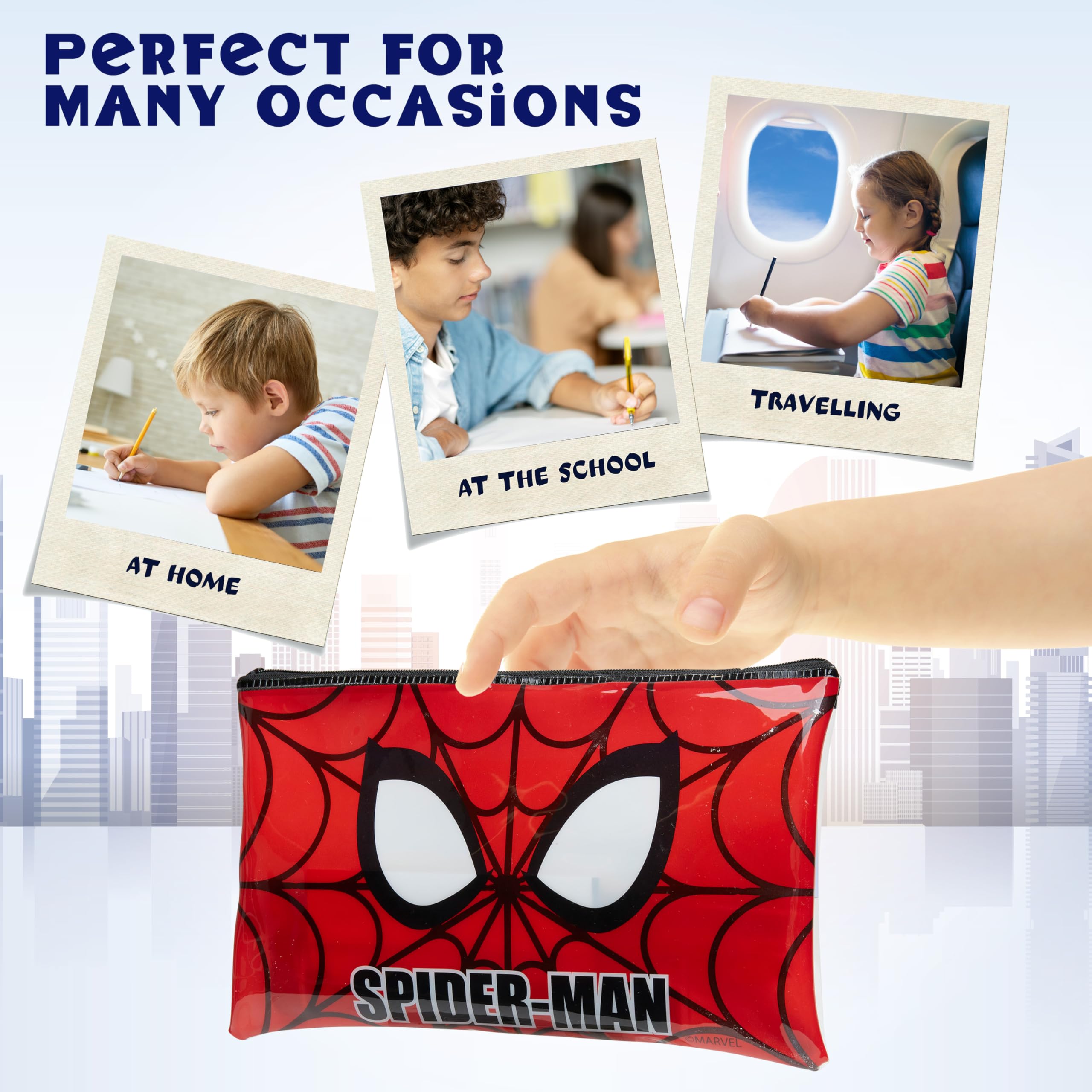 Marvel Spiderman Boy's Pencil Case with School Supplies Included, Coloured Pencils, Pen, Stationery Kit, Gift for Children - Image 3