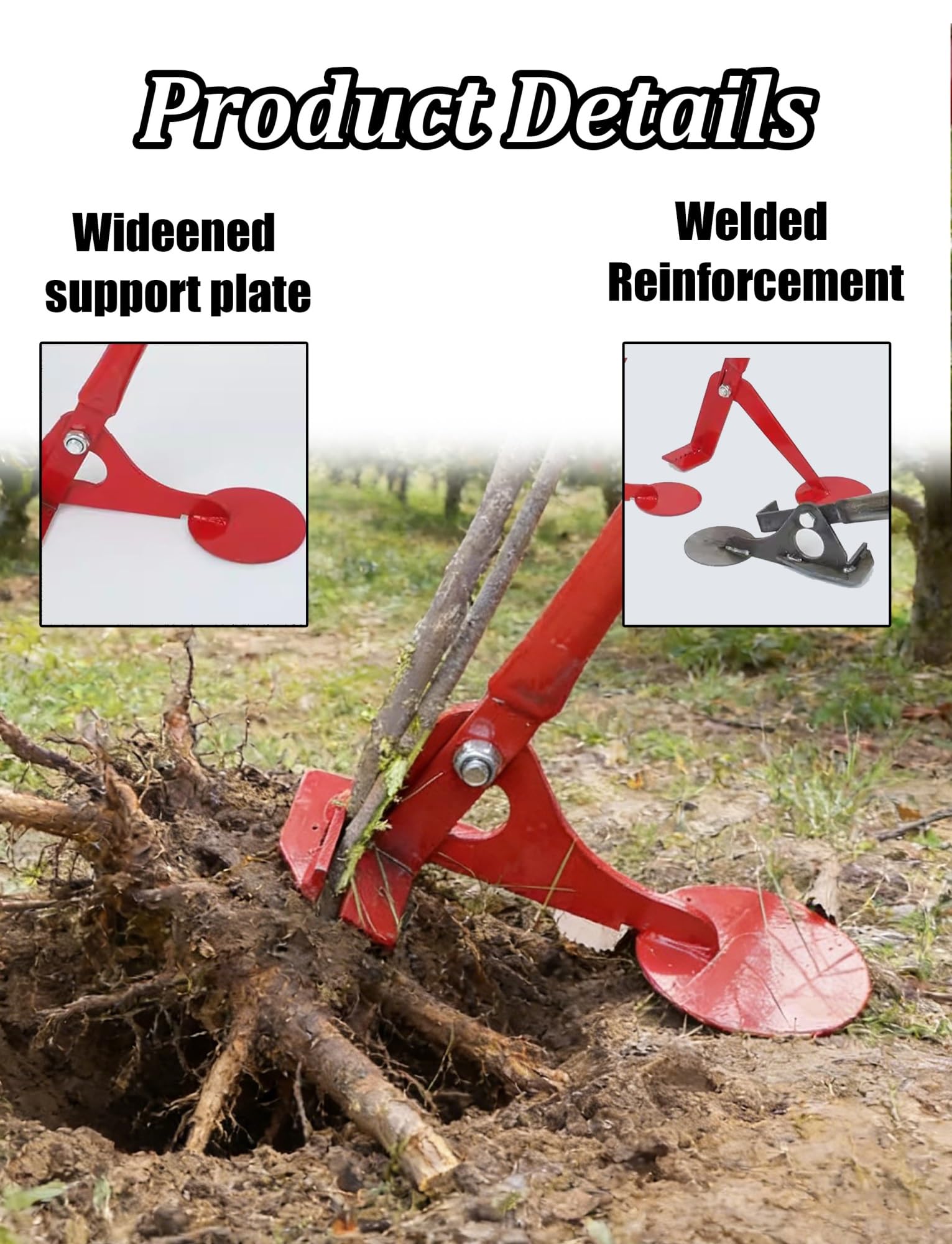 Strumento di rimozione delle radici degli alberi, estrattore di ceppi per giardino e fattoria, estrattore per pali di recinzione, estrattore per alberelli e rimozione delle radici delle erbacce