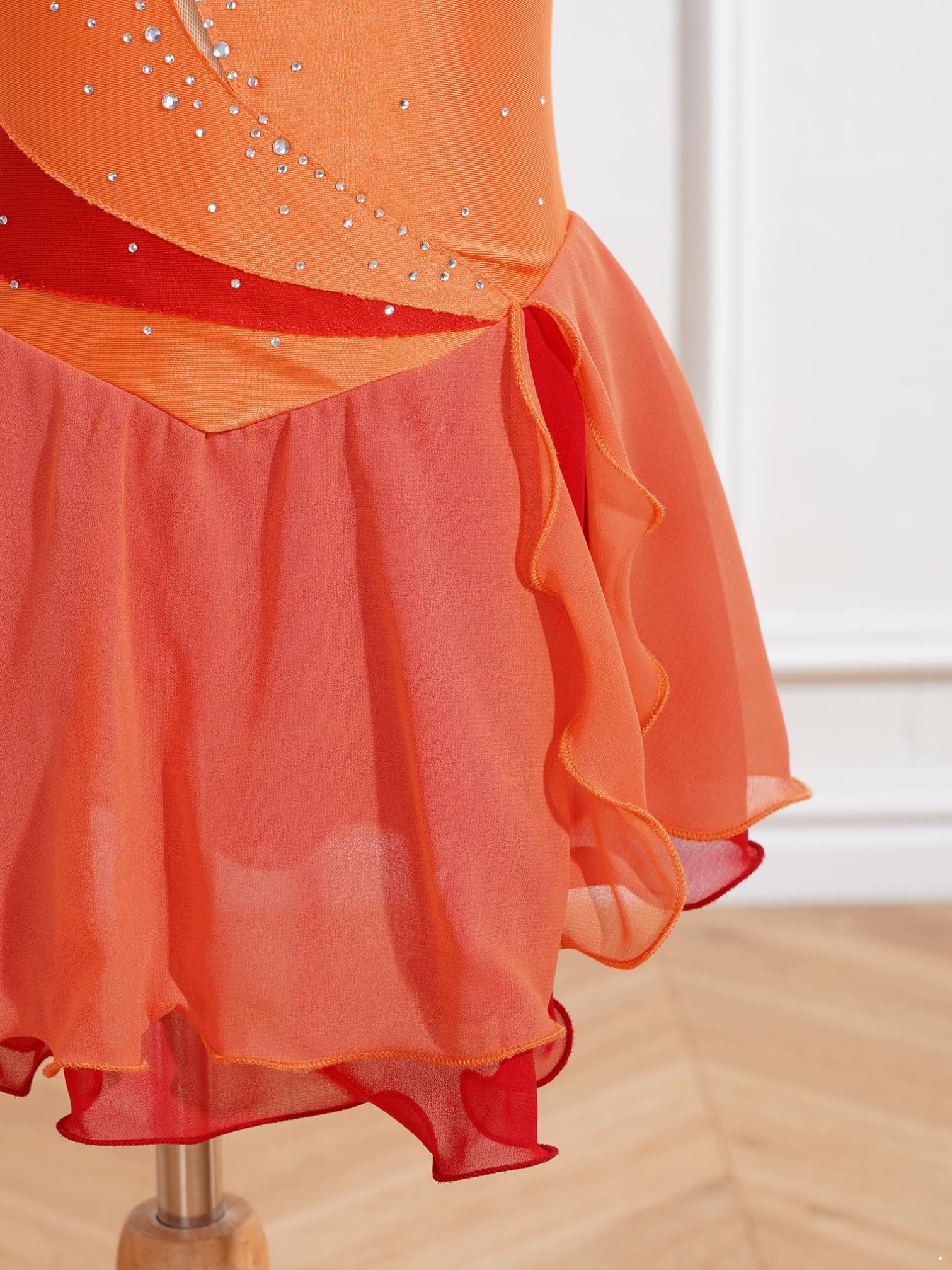 iiniim Vestido de Patinaje sobre Hielo para Niñas Vestido Danza Ballet | Maillot sin Mangas con Falda Malla de Gimnasia Ritmica Brillantes Vestido de Bailarina Ballet