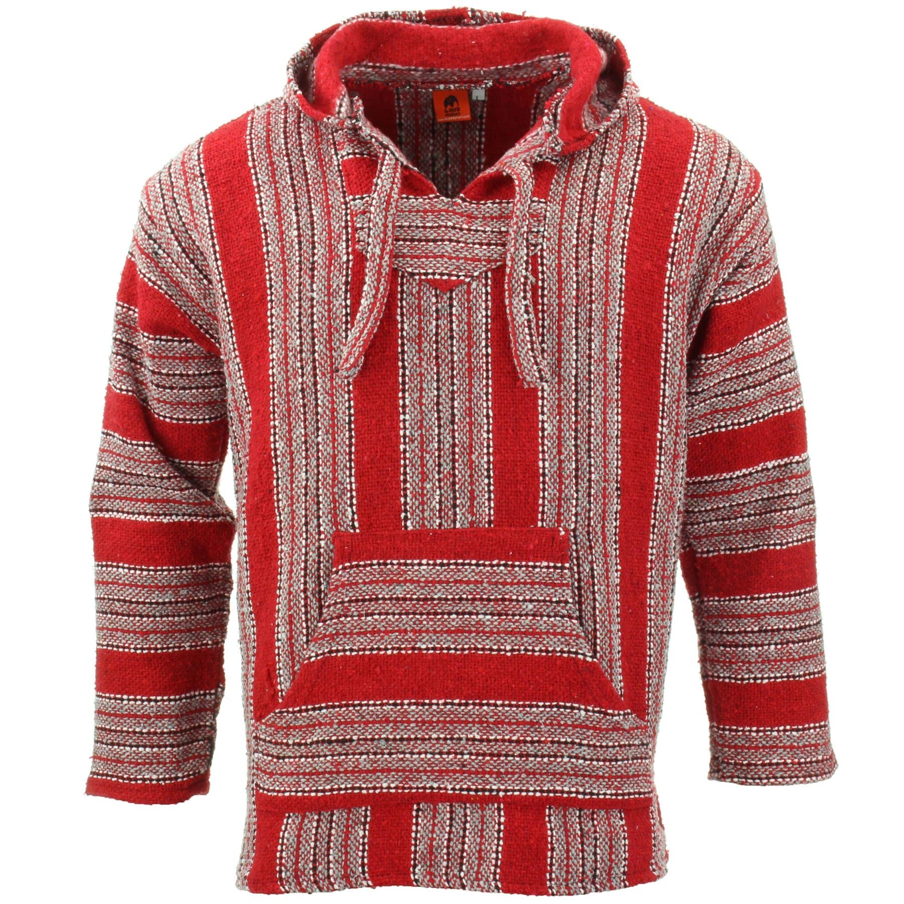 LOUDelephant Recycled Mexican Baja Jerga Hoody - Red Grey (Medium)
