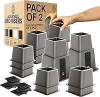 Vista 14 de Home Intuition Elevadores de cama ajustables resistentes de 3, 5 u 8 pulgadas, paquete de 4 (negro con USB)