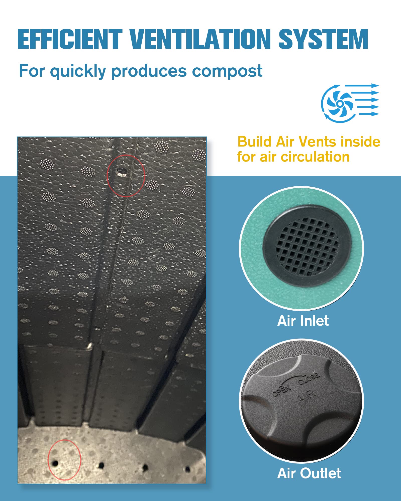 Contenedor de compostaje aislado con sistema de ventilación, compostaje rápido durante todo el año, un depósito en la parte inferior para recoger el lixiviado (verde) 3