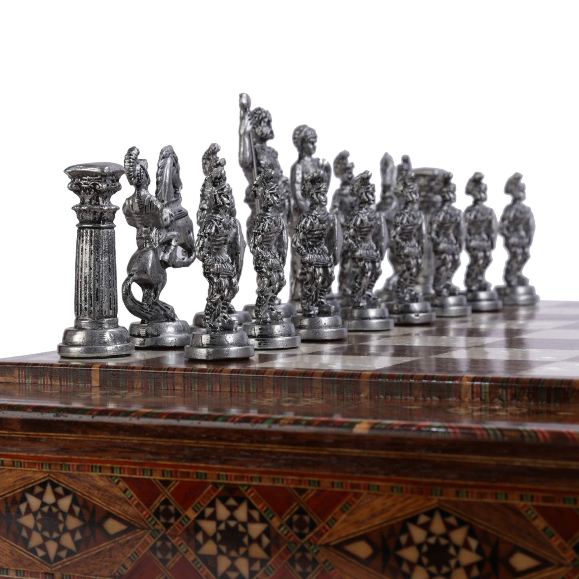Pièces D'échecs Rome Antique – Figurines En Zamak Faites Main – Hauteur Roi 10,9 Cm – Coffret Métal De Qualité – Échiquier Non Inclus – Cadeau Décoration