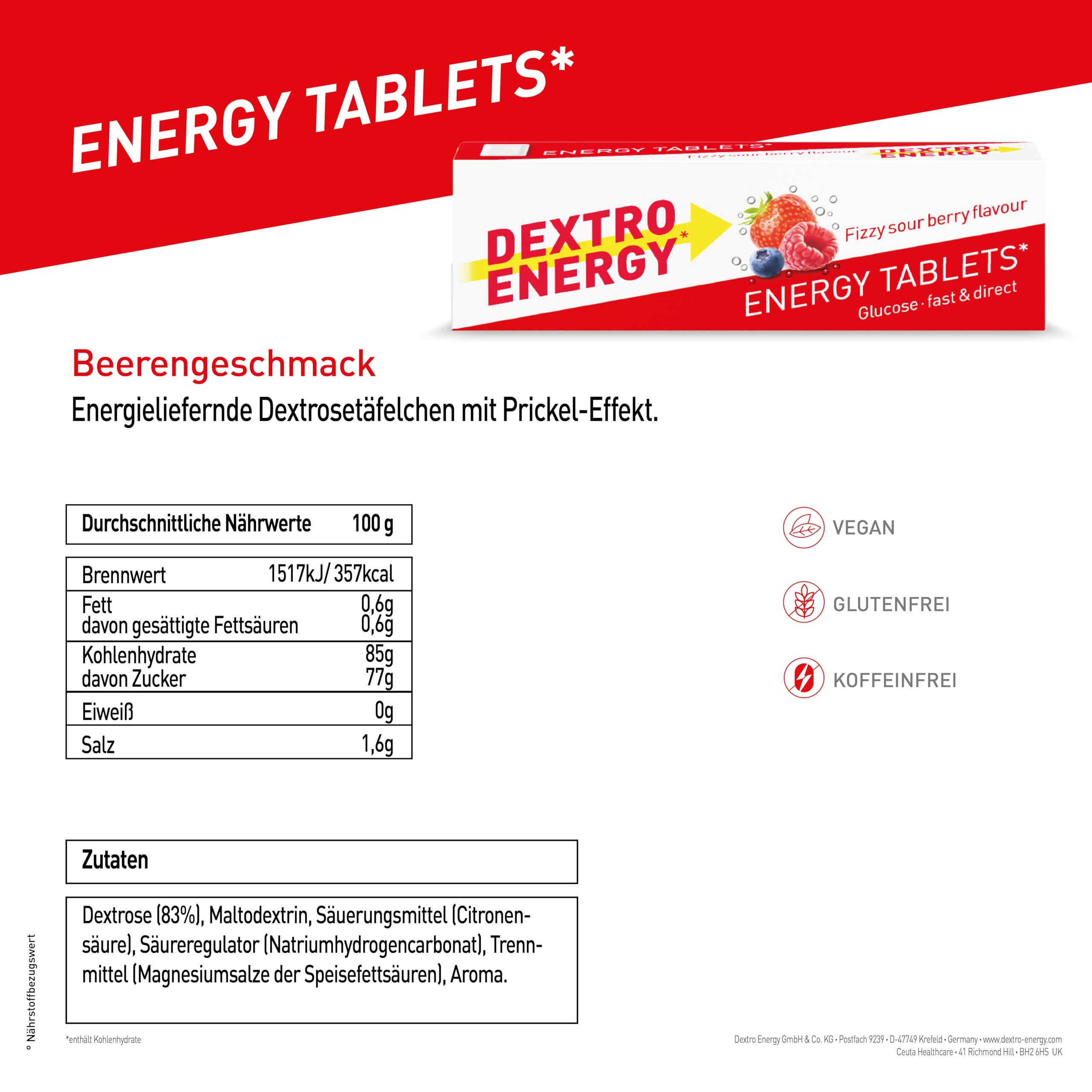 Dextro Energy Brause Sticks Fizzy Sour Berry, 24x46g (24er Pack), schnell verfügbare Kohlenhydrate in praktischer Verpackung