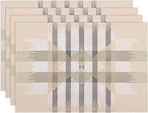 Miniatura 8 de Winknowl Manteles individuales para mesa de comedor, juego de 8 manteles individuales impermeables, tejidos para mesa de cocina, vinilo aislamiento