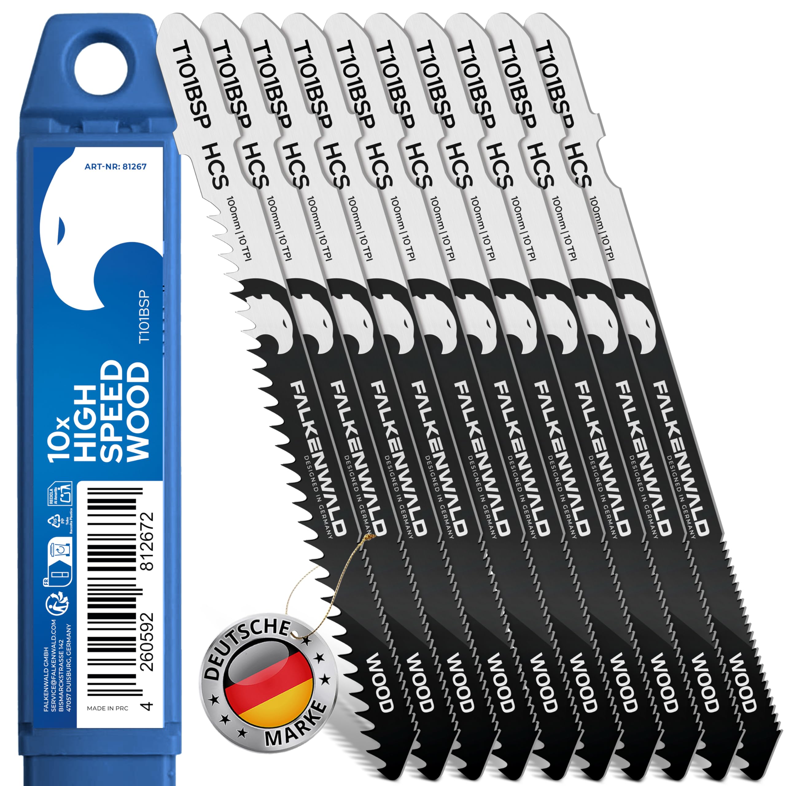 FALKENWALD® Stichsägeblätter Metall 5x T718BF – Extra lange Sägeblätter 180 mm für Metall