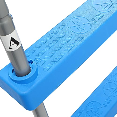 Miniatura 7 de Escalera de acero para piscina de 36 pulgadas, resistente sobre el suelo, con 3 escalones extraíbles de plástico, antideslizante, color azul