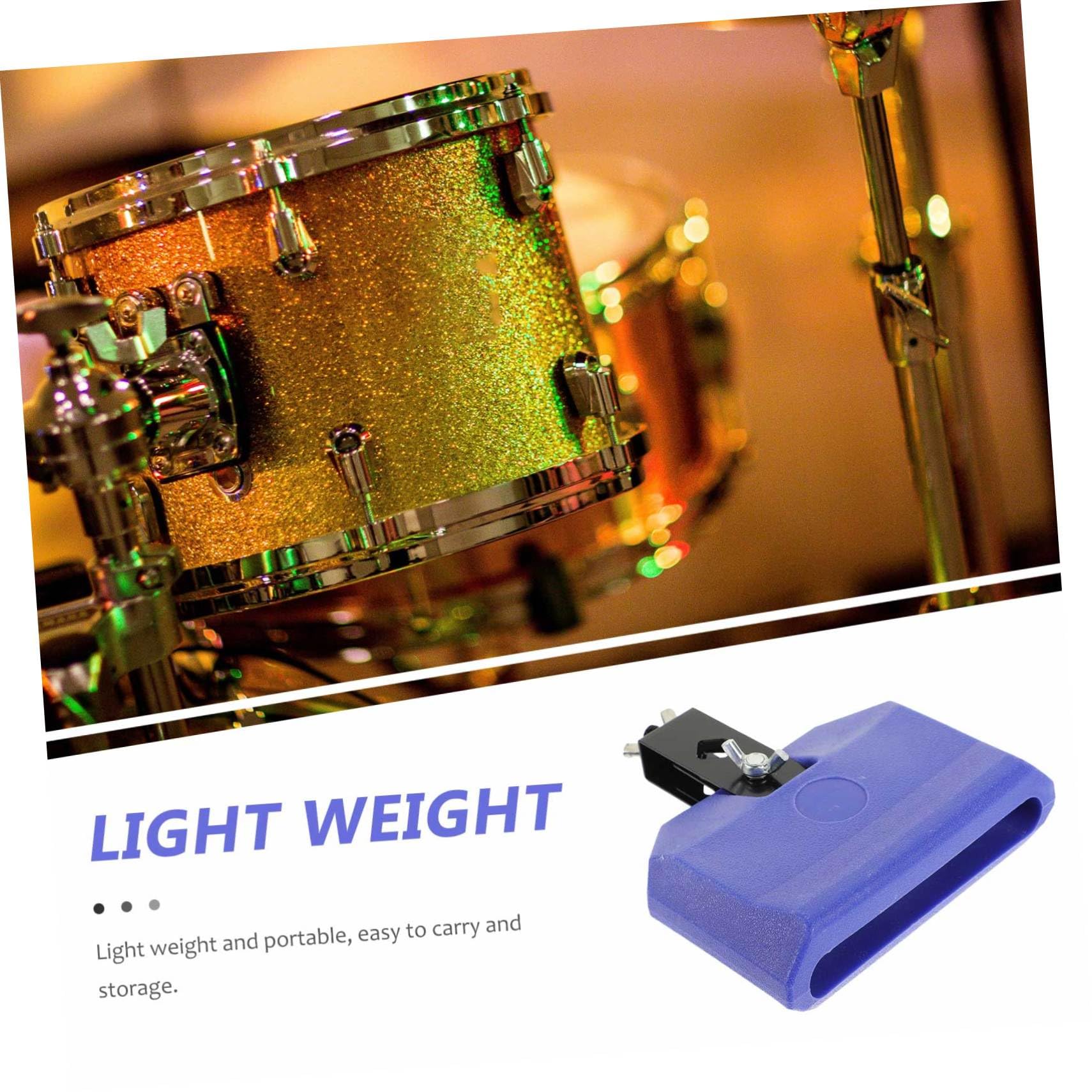 SECFOU Accesorio para Batería de Percusión Bloque Templo Azul, Plástico y Abrazadera Metálica, Sonido Nítido, Ligero y Portátil para Músicos, Compatible Soportes de Cencerro, Adecuado