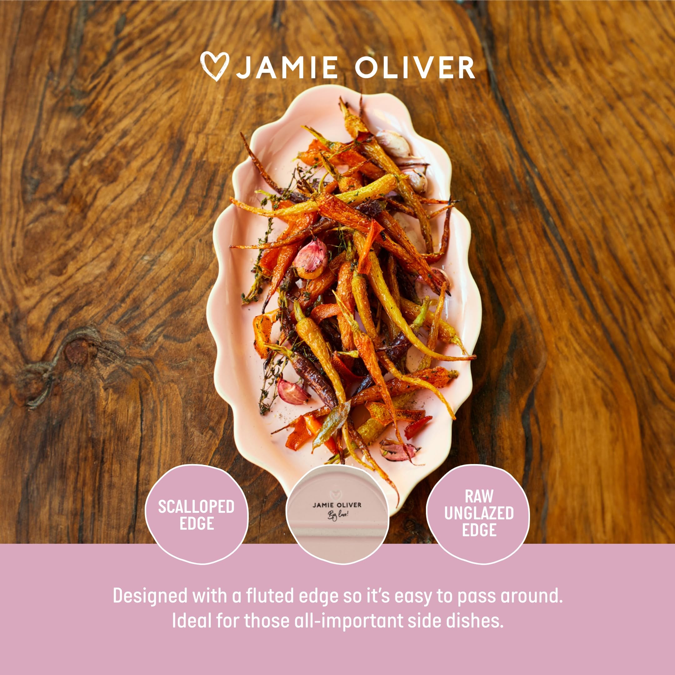Ensemble Jamie Oliver Big Love - Plat à Tarte En Grès 28 Cm Rose Et Pichet 650 Ml Vert - Va Au Four, Lave-vaisselle, Micro-ondes - 5