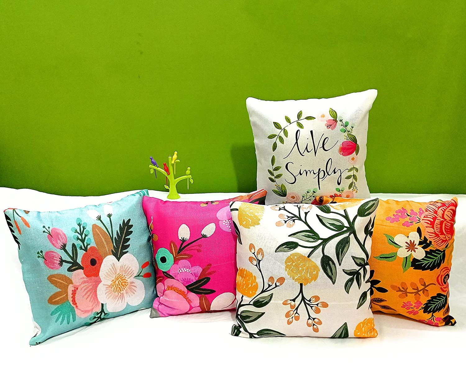 BALLEYBALLEY Jute Set of 5 Designer Decorative Throw Pillow/Cushion Covers, Multicolour (12X12)