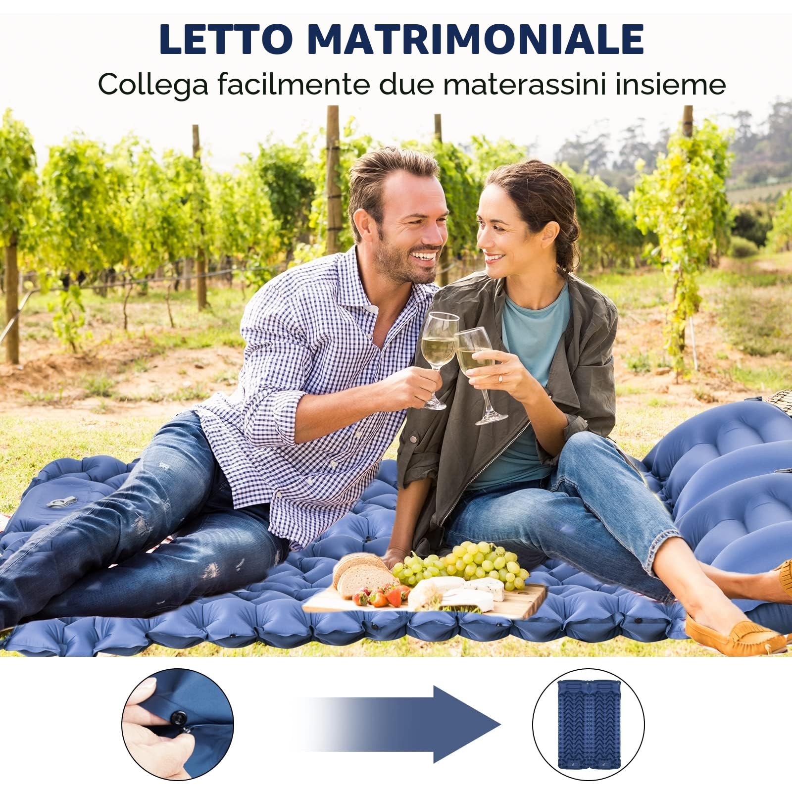 Materassino Campeggio Autogonfiante, Addensato Materassino Gonfiabile Singolo con Cuscino, Ultraleggero Materassino Trekking, Materasso Lettino da Campeggio per Esterno Viaggio Alpinismo