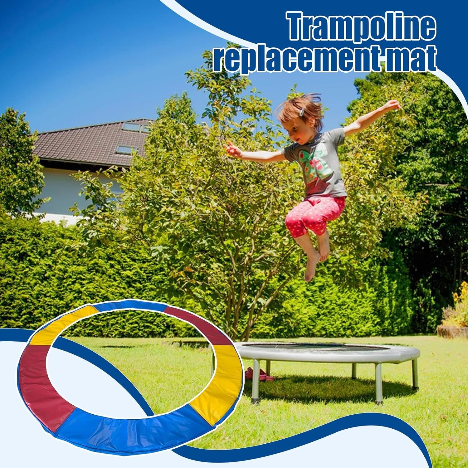 Trampoline Pad, Waterproof and Tear-Resistant, Trampoline Replacement Safety Cover | Dust-Proof Pad Waterproof Protector for Extend The Lifespan Outdoor Weather Damage Playground Backyard Gym Garden