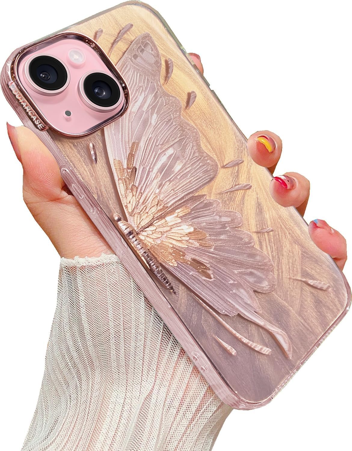 iPhone 13 Case - Butterfly Wings Rose Gold -1