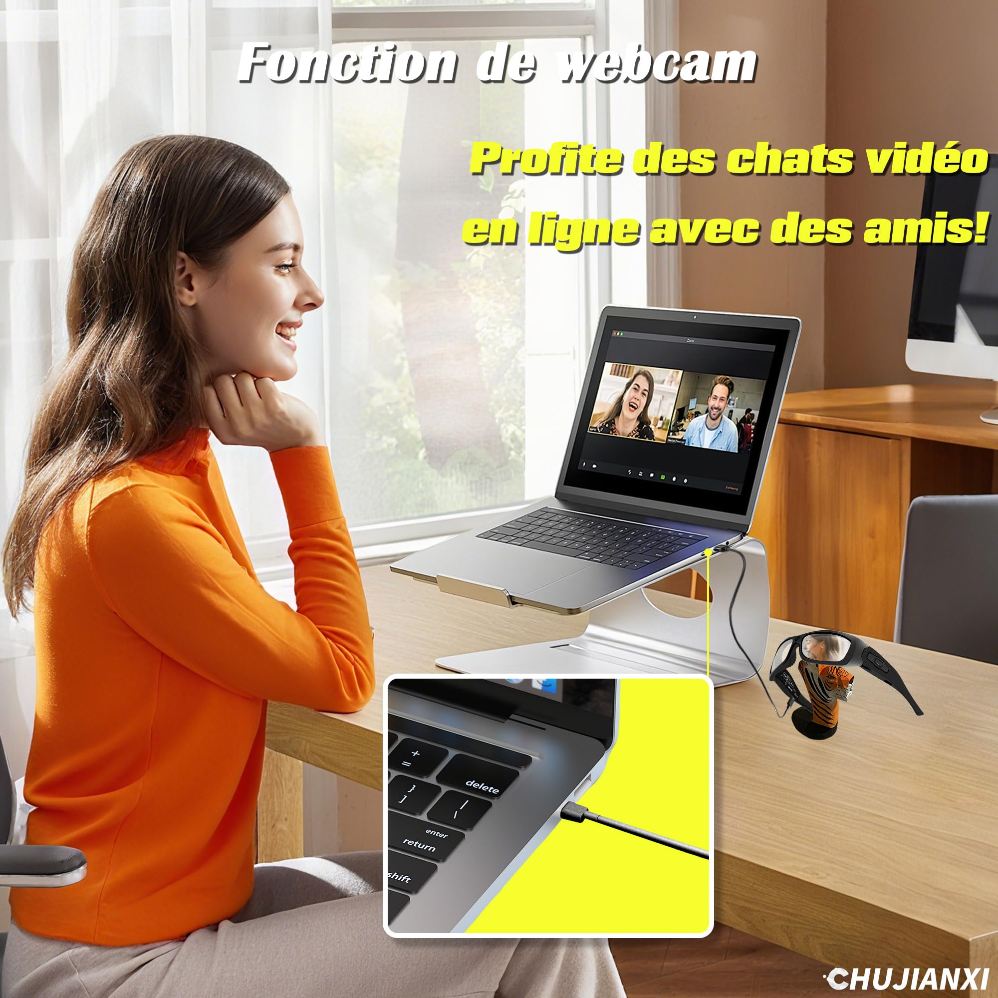 Lunette Camera Bluetooth, Techno-Avancées Camera Espion 1080P