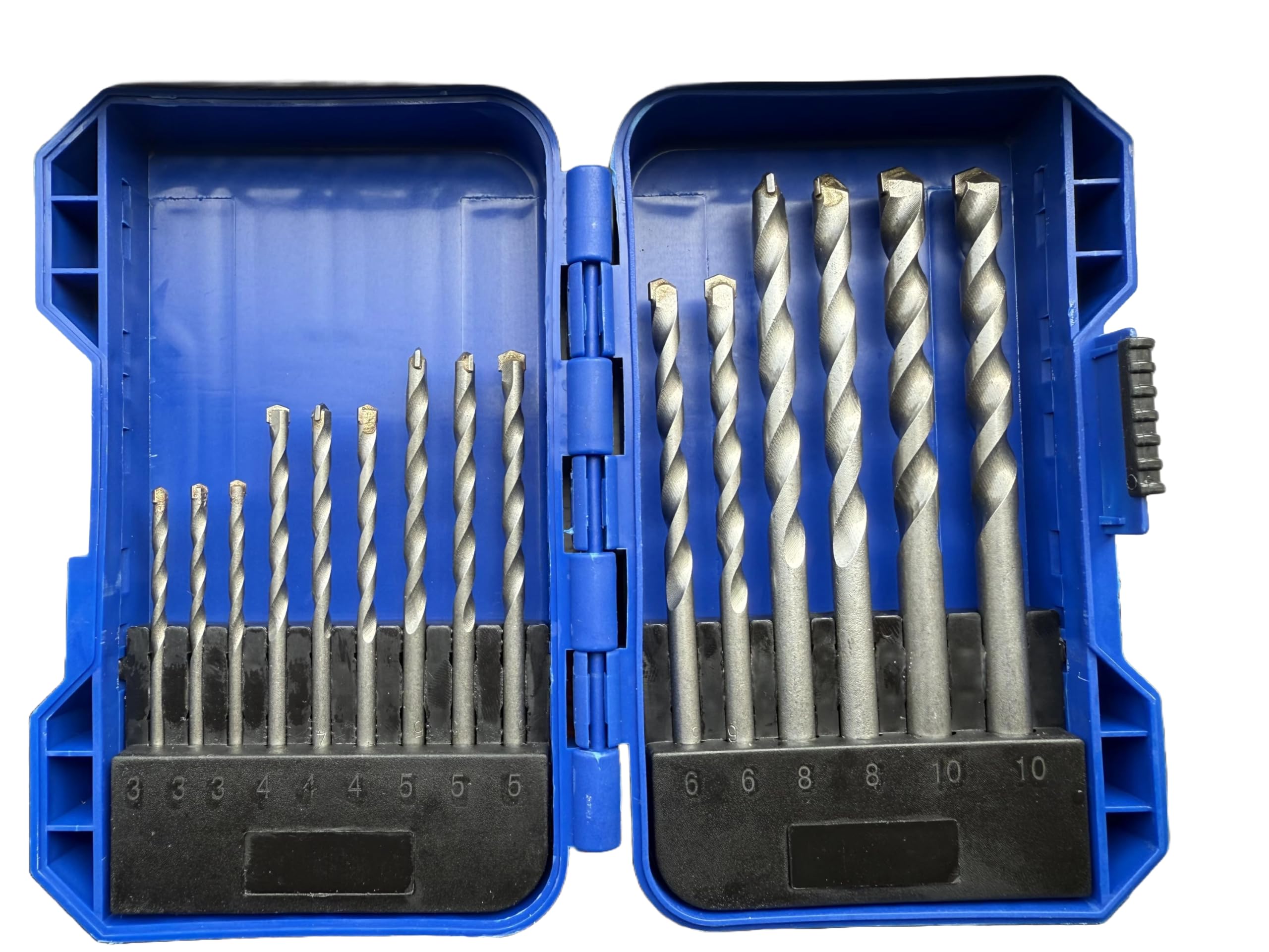 Sivitec Blue 15-Piece Masonry Drill Bit Set, Tungsten Carbide Tipped, Carbon Steel, with Storage Case, 3 to 10 millimeters