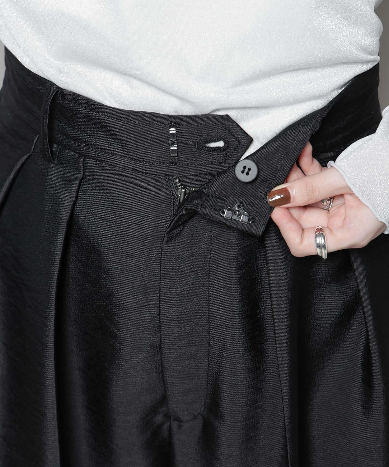 ツイード セミ ワイド タック パンツ ( セットアップ 可) [ナノ・ユニバース] ツイル ウェーブ タック バレルパンツ レディース 669-5227309